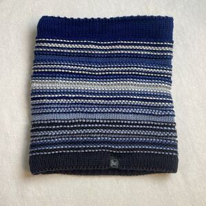 Buff Neck warmer Scarf  knitted sweater outer fleece inner Primaloft Navy Blue